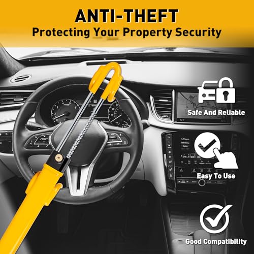 Cartman Heavy Duty Steering Wheel Lock Anti-Theft Car Device Security Car Lock Great Deterrent Adjustable Antitheft Locking Devices For Cars Trucks Vans And Suvs With 3 Keys thumb #6