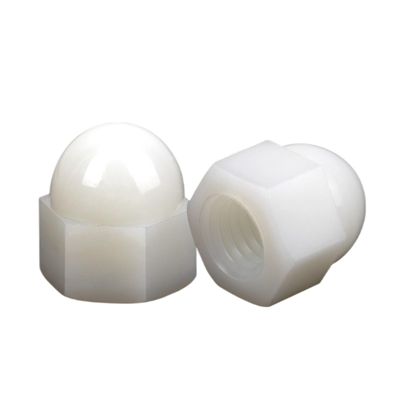 Tuerca ciega de goma de nailon de plástico blanco, tuerca ciega decorativa, M3, M4, M5, M6, M8, M10, M12-M20, tuerca ciega hexagonal.(M10-5PCS)