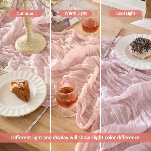 6 Pack Dusty Pink Cheesecloth Table Runners Boho Gauze Home Decor 35x120In - Image 4