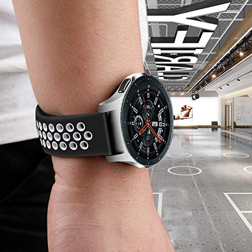 Image of ACUTAS Silicone 22mm Sports Band Soft Silicone Wristband Compatible for Fossil Gen 5 | Fossil Gen 5E | Fossil Gen 6 44mm Smartwatch (Black /White)