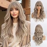 Esmee Perruque blond mixte gris clair pour femmes de 24 pouces avec...