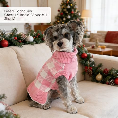 Image of Dog Sweater Dress Plaid Knitwear for Large Dogs Girl Christmas Clothes