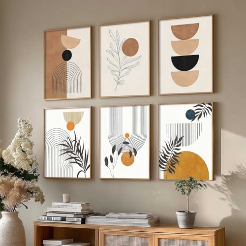 Image of kotart Painting Boho Wall Art Home Decoration Paintings With Frame For Living Room Bed Hotel Decor Digital Reprint Set Of 6 (14X20 Inch)