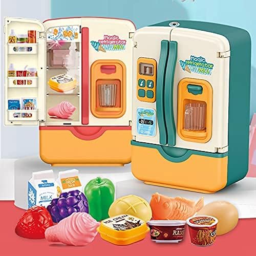 Miniatura 7 de Juguetes de cocina, refrigerador con dispensador de hielo, aparato de juego de simulación para niños, juego de cocina con juego de cocina,