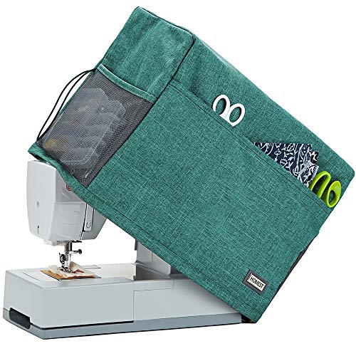 Image of HOMEST Sewing Machine Dust Cover with Storage Pockets, Compatible with Most Standard Singer and Brother Machines, Green (Patent Design)
