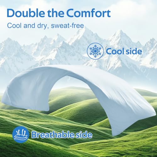 Image of Cooling Comforter King Size Set 4 Pieces, Summer Blanket with Dual-Sided Cool Tech, Deep Pocket Fitted Sheet Fits Up to 18 inch, Q-Max>0.55 Thin Comforter for Hot Sleepers, with 2 Pillowcases, Blue