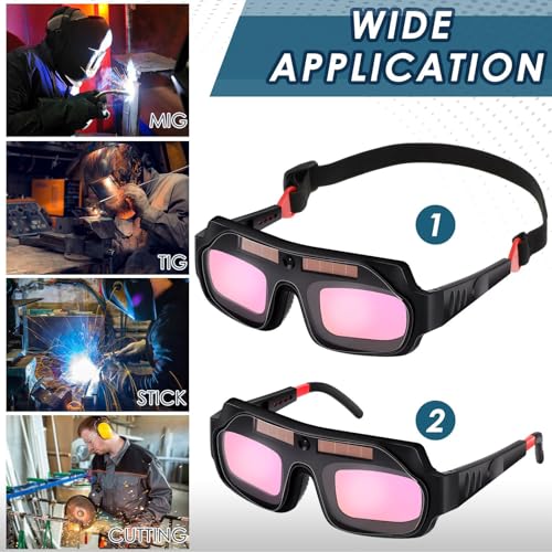 Image of 13PCS Auto Darkening Welding Goggles, Welding Goggles, Safety Goggles, Glasses Safety Protective Solar Powered Auto Darkening with Replaceable Lenses for Arc Welding & Grinding