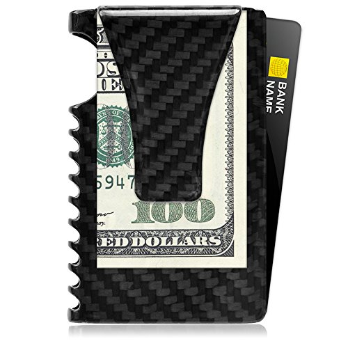 Fidelo Minimalist Wallet for Men – RFID Carbon Fiber Slim Travel Money Clip Credit Card Holder