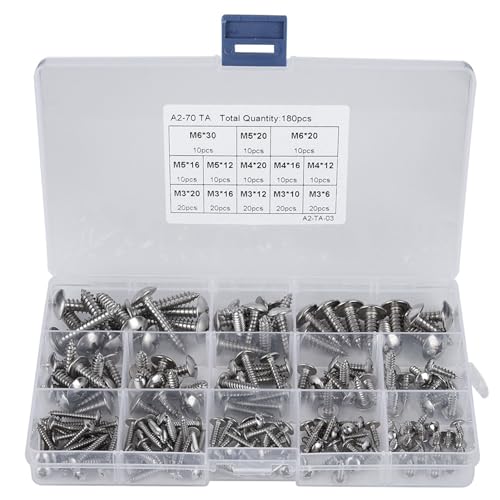 Kit de 180 tornillos autorroscantes de acero inoxidable miniatura 1