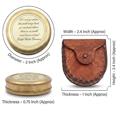 Solid Brass Compass with Leather Case – Engraved Quote “Do Not Go Where The Path May Lead” – Inspirational Gift for Men, Women, Graduates, Travelers, Retirement, Adventure Keepsake - Image 6
