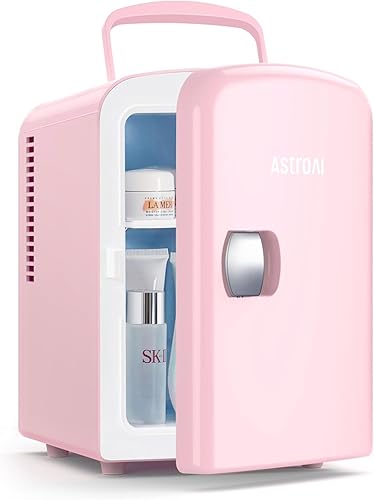 AstroAI Minirefrigerador termoeléctrico portátil de 4 litros6 latas de CACC para cuidado de la piel, bebidas, alimentos, hogar, oficina y automóvil,
