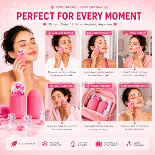 Image of Ice Roller for Face Massager for Reduce Puffiness, Soothe Skin, Refresh Tired Face & Relieve Under Eye Bags (PINK, PACK OF 1)