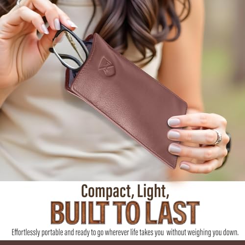 Image of ALLEN & MATE 100% Leather Slim Glasses Case for Reading and Computer Glasses for Men & Women