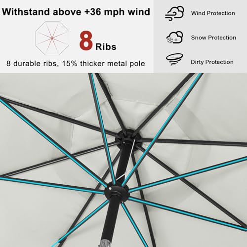 Image of ABCCANOPY 10FT Patio Umbrella Outdoor 8 Ribs Table Umbrella(Light Beige) | Fade & UV Resistant Fabric,8 Fiberglass Ribs,Smooth Crank System,Wind Resistance,Great for Patio,Backyard,Garden,Deck