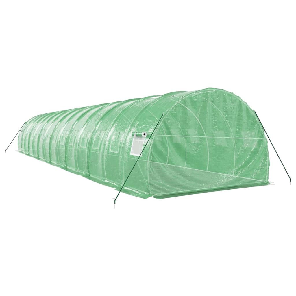Homgoday Invernadero con Estructura de Acero Verde 42 m² 14x3x2 m, Invernadero Caseta Jardín Terraza Plantas Semilla Cultivo Huerto Verduras Cubierta Casero