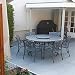 Produktbild Lazy Susan 150 cm Frances Gartentisch in Schiefergrau mit 6 Kate Stühlen mit beigen Sitzkissen | Nachhaltiges Sandguss-Aluminium | Wetterfest | Rostfrei | Wartungsarm | 2 Jahre Garantie