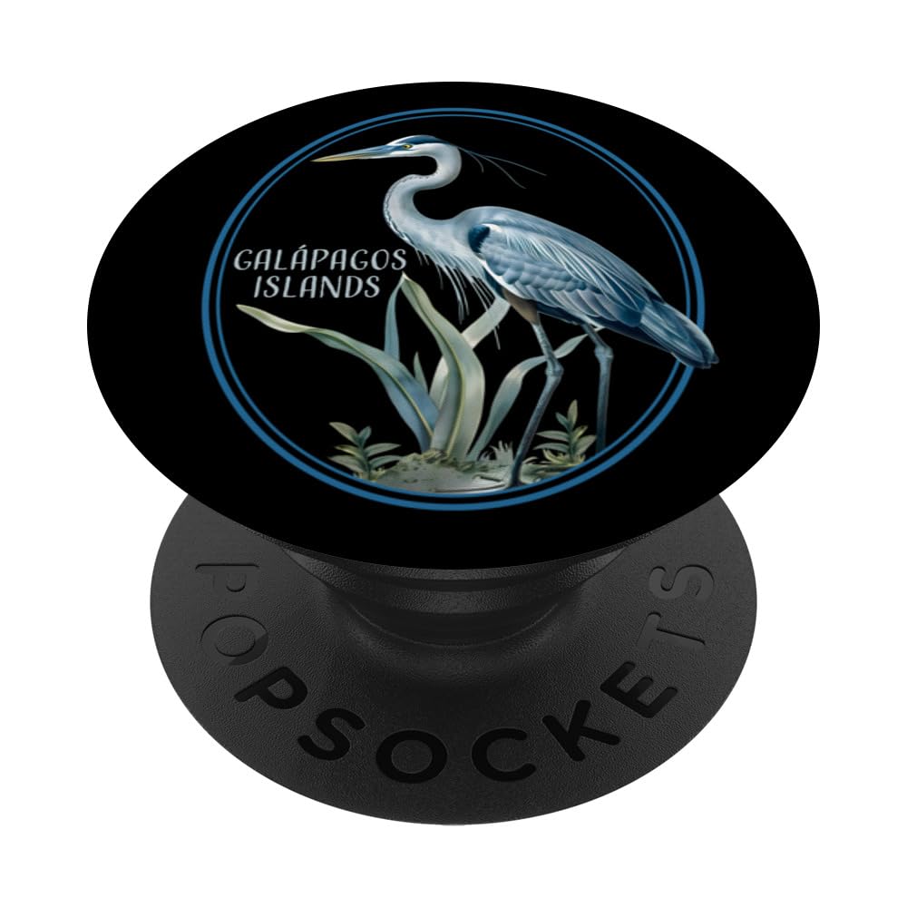 Water Fowl Bird Watching Heron Birds Great Galápagos Islands PopSockets Swappable PopGrip, Black