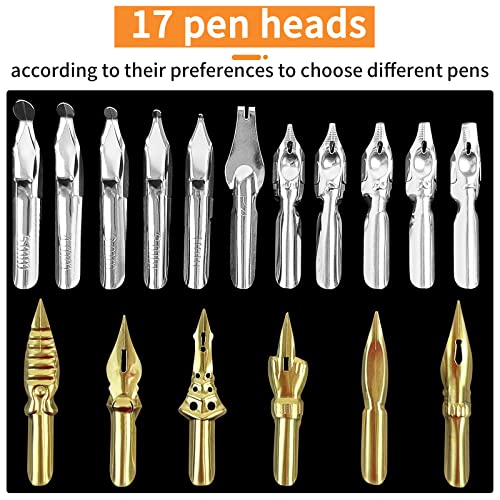 Featty Calligraphy Pens Set - 17 Pieces Stainless Steel Calligraphy Pen Nibs With 1 Piece Nib Holder For Writing Painting Signing Christmas Present #TOP6
