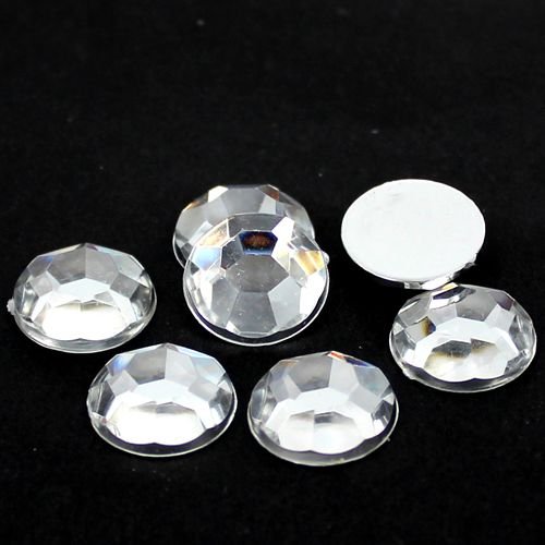 40pcs 18mm Large Crystal Clear Flat Back Thick & Shiny Taiwan Acrylic Rhinestones
