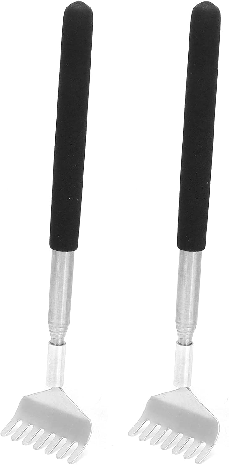 2Pcs Retractable Back Scratcher Stainless Steel 20‑68cm Portable Scratching Tool