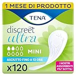 TENA Discreet Mini Ultra Pacco Scorta Mensile - Assorbenti per perdite urinarie femminili, discreti e confortevoli, 6 confezioni x 20 pezzi
