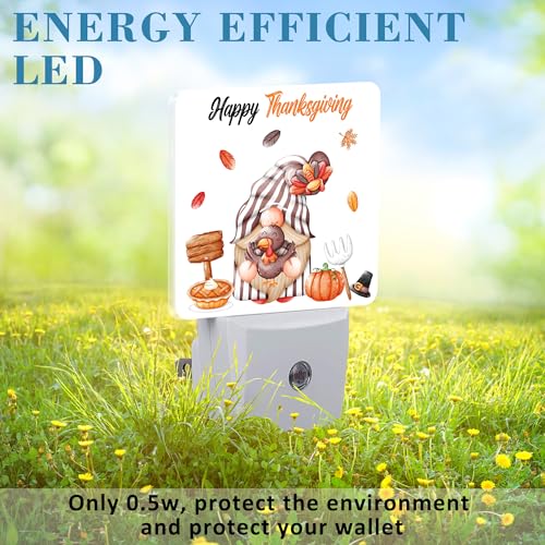Image of Thanksgiving Cute Gnome Turkey Pumpkin Night Light for Kids, LED Night Light Plug into Wall with Dusk to Dawn Sensor for Girls Boys Women Room Decor,Hallway,Kitchen,Bathroom,Nursery,Stairs