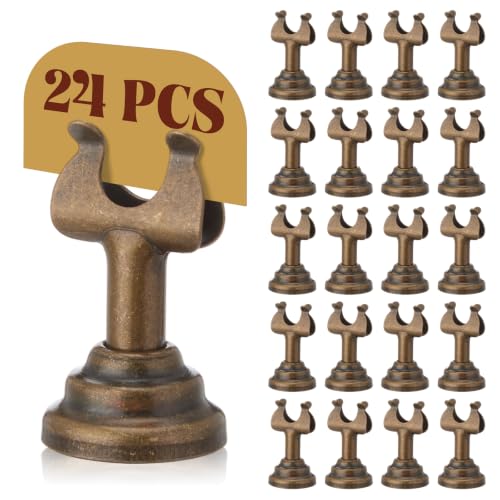 Image of 24 Pcs Bronze Metal Table Number Holders 1.8 Inch Mini Wedding Place Card Holders Bulk Harp Clip Table Sign Stands Card Holder for Memo Notes Menu Wedding Restaurant Birthday Decor