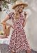 MOLERANI Damen Kurzarm V-Ausschnitt Button-Down Midi Skater Kleid mit Taschen Extra Floral Rot L