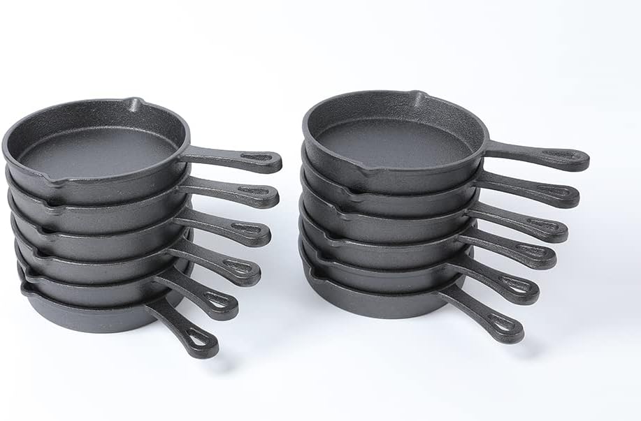 HAWOK Cast Iron Pre seasoned Dia.5.3 inch Mini skillet Pack of 12 Round Black…