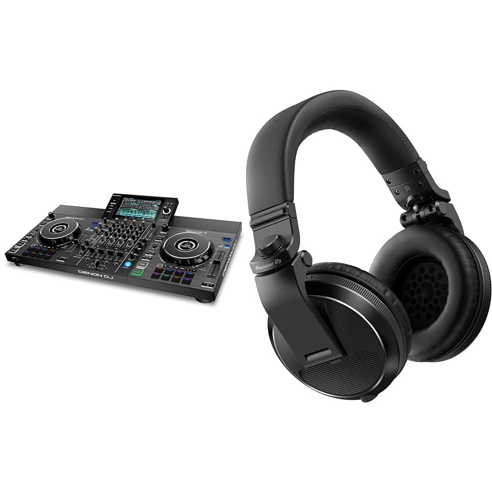 Denon DJ SC LIVE 4 - Console DJ, mixer DJ a 4 canali, streaming da Amazon Music, Wi-Fi, casse & Pioneer DJ – Cuffie Over-Ear Professionali Modello HDJ-X5 | Eccellente Qualità Sonora