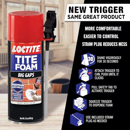 Image of Loctite Tite Foam PU sealant|Expanding Foam for large gaps filling|keeps dust and pests aways|DIY dries fast|waterproof|no shrinkage|easy application|doors|PVC pipe|bathroom|AC ducts|White|340g x 3