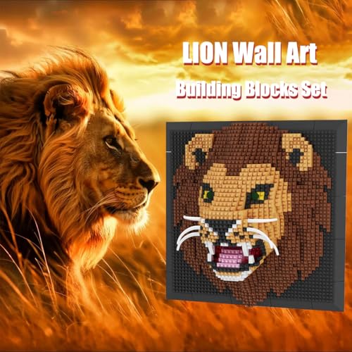 BDYDT Wall Art Lion Building Blocks Set; A Wall Decor Set for Adults Who Love Creative Hobbies(1700+ Pieces) Suitable for Adults