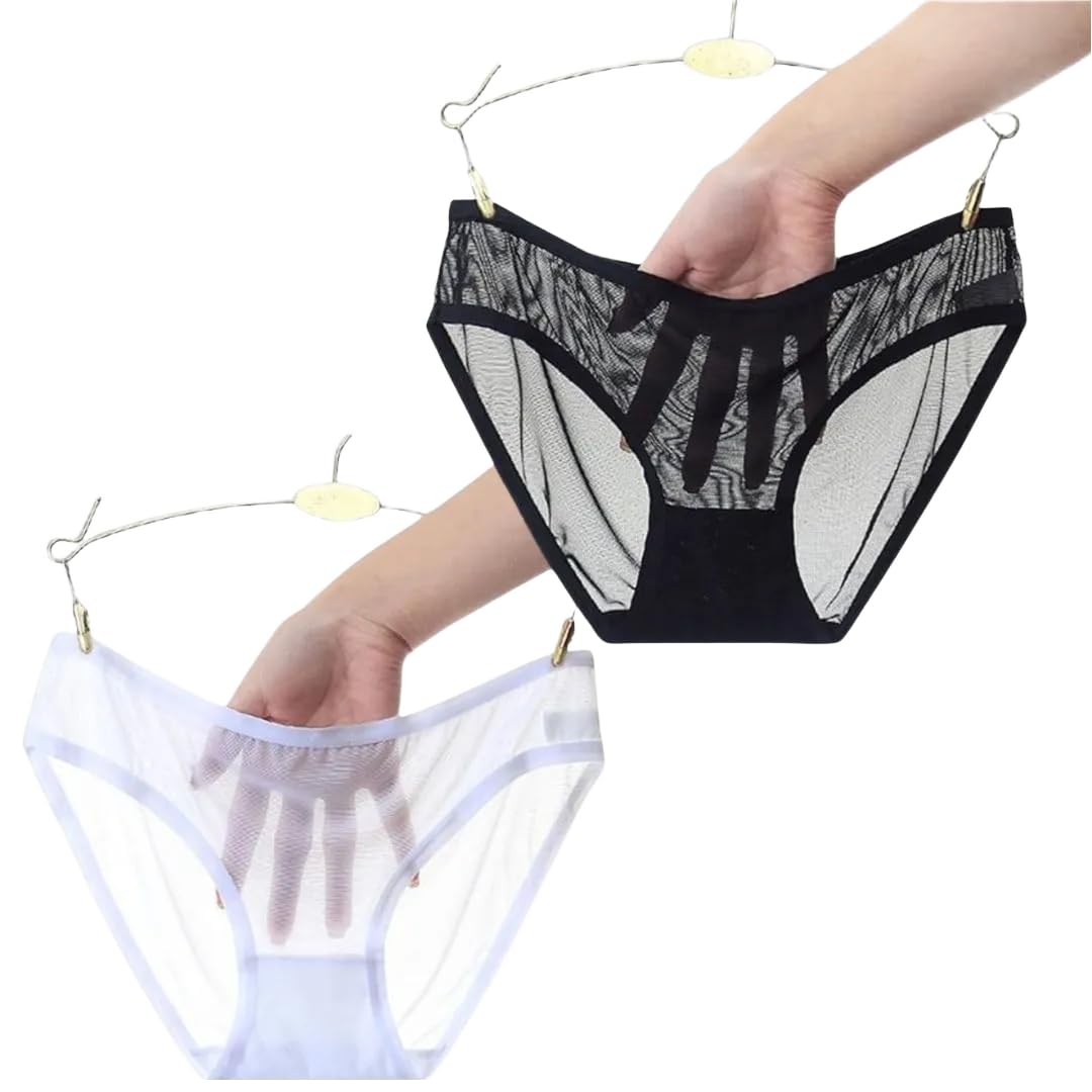 Women's Soft Transparent Mesh Bikini Style Briefs for Everyday Wear, Low Rise, Breathable Stretch Fabric, Lightweight Comfortable Fit, Pack of 2-picture-42