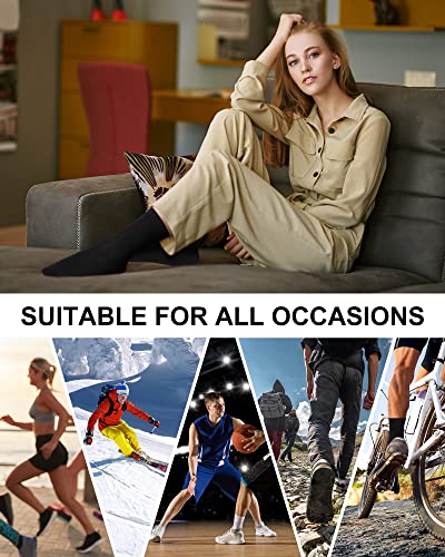 Vabean 60 Pairs Crew Socks Bulk Cotton Antislip Wicking Soft Calf Socks for Men Women Unisex Hiking, Size 6-114