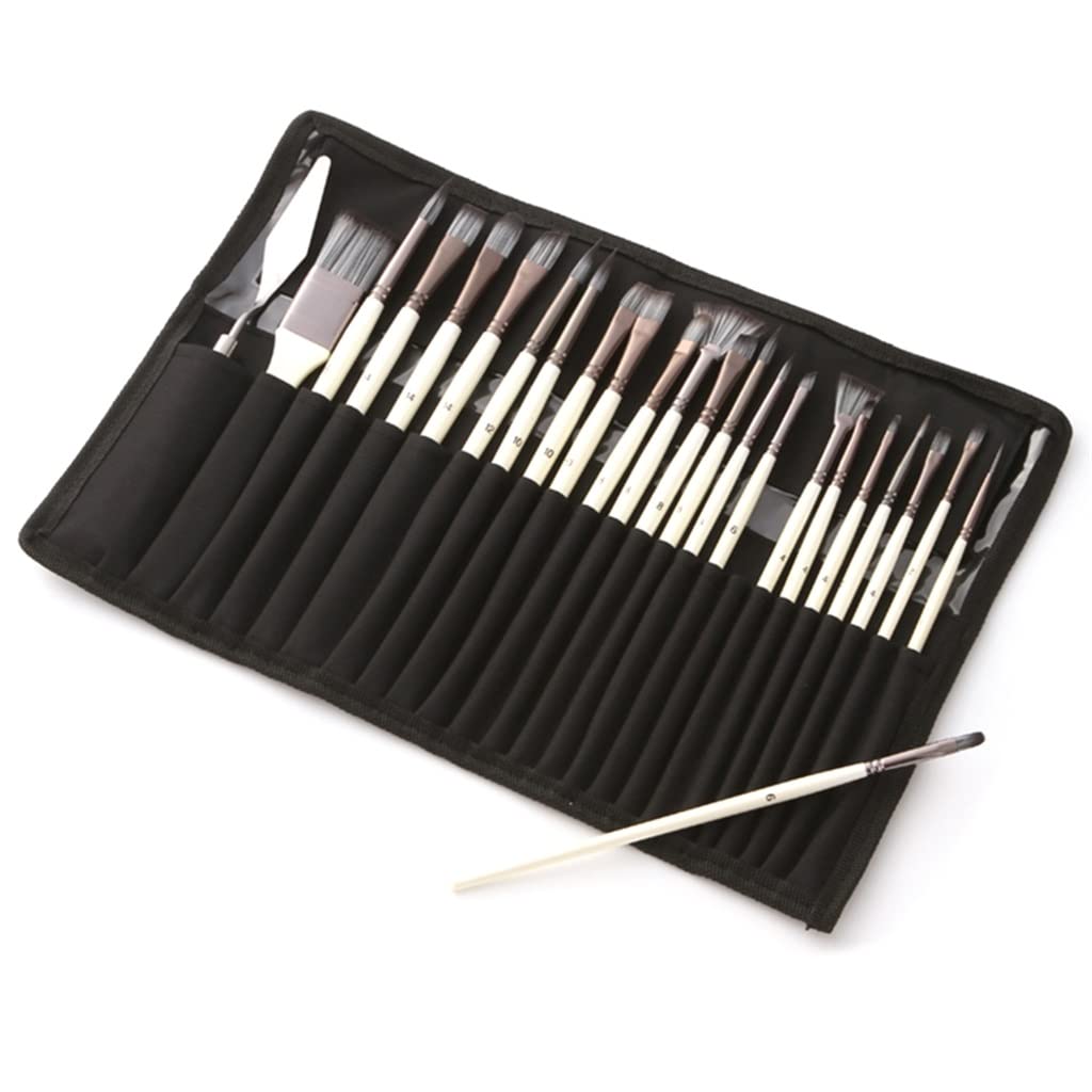 Juego de 24 Pinceles de Acuarela con Mango de Madera y Pelo de Nailon, para raspar y Fregar, para Manualidades, Pintura al óleo y acrílica,