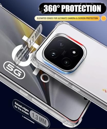 Image of WOW IMAGINE Ultra-Hybrid Crystal Clear Back Case for iQOO 15 5G | Shockproof Design | Camera Protection Bump | Hard Mobile Back Cover with Cushioned Edges - Transparent