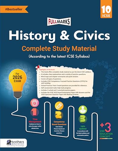 Image of Full Marks ICSE History & Civics Class 10 Complete Study Material | Based on ICSE Syllabus 2026 | Includes PYQs, Solved Q /A, Competency Based Questions, Practice Papers & More
