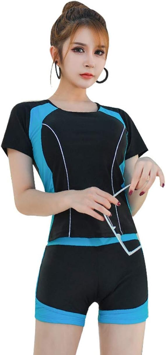 Amazon 水着 シロイワ 半袖 タンキニ ラッシュガード パーカー パンツ ショートパンツ パッド付き ママ水着 レディース 体型カバー チュニックタイプ 着痩せ 2点セッ吸汗速乾 紫外線防止 オーバーウェア ビーチ 海 旅行 安全 温泉 お洒落 2xl ブルー タンキニ 通販