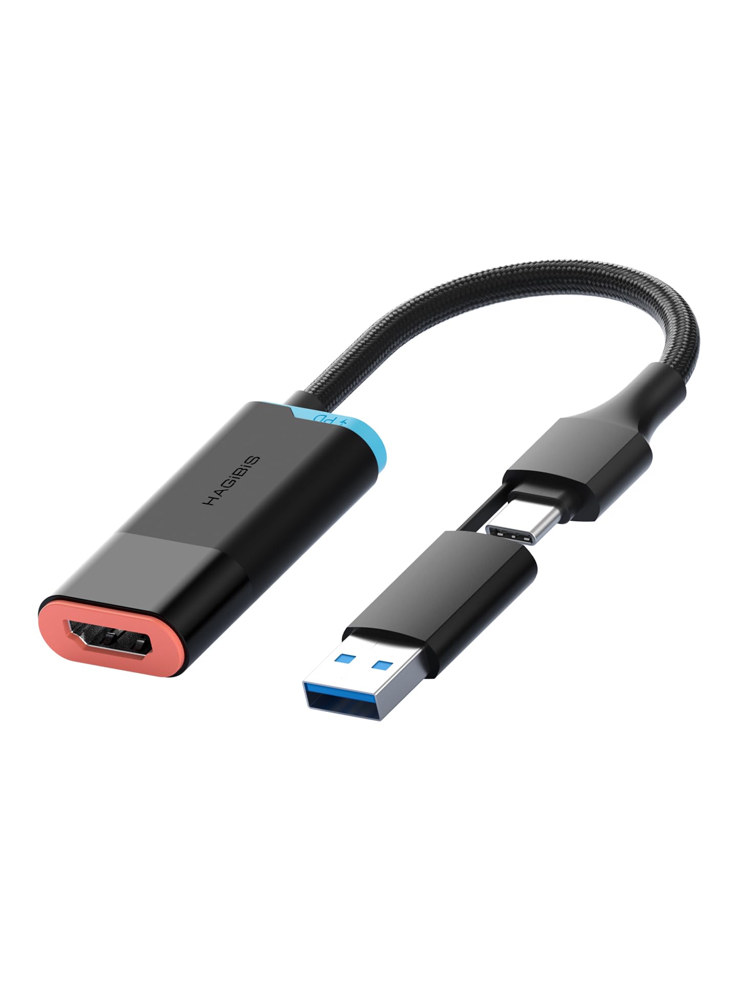 Hagibis Tarjeta de captura de video 2K a 30Hz con 100W PD, HDMI a USB A/USB C cable de captura 1080P @60fps YUY2 MJPEG MS2130 para Quest 3 2 Pro VR Switch2 PS4/5 transmisión en vivo, juegos