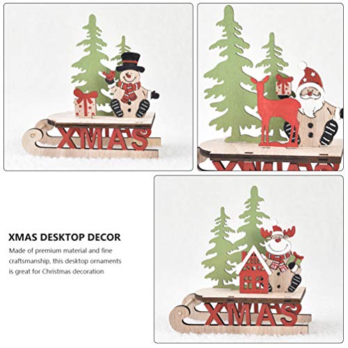 BESTOYARD 3 peças de ornamentos de trenó de Natal de madeira trem de Natal ornamentos de mesa para c