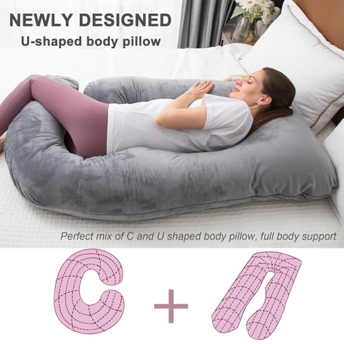TaiBest Schwangerschaftskissen aus geschreddertem Memory-Schaum zum Schlafen, Mutterschaftskissen...
