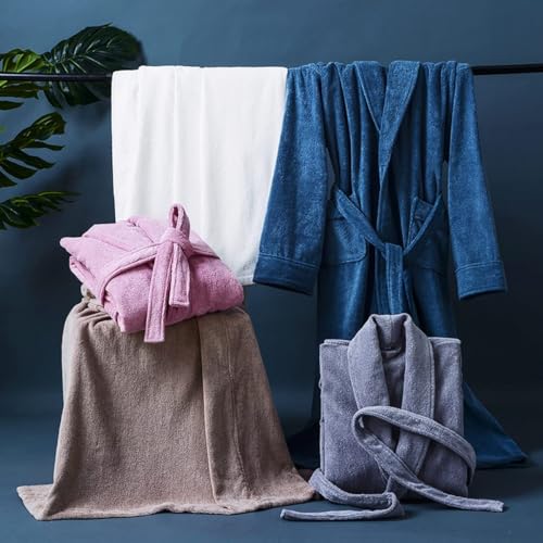 Bata de baño para hombre albornoz de algodón con cuello chal ropa de dormir xl marrón 3