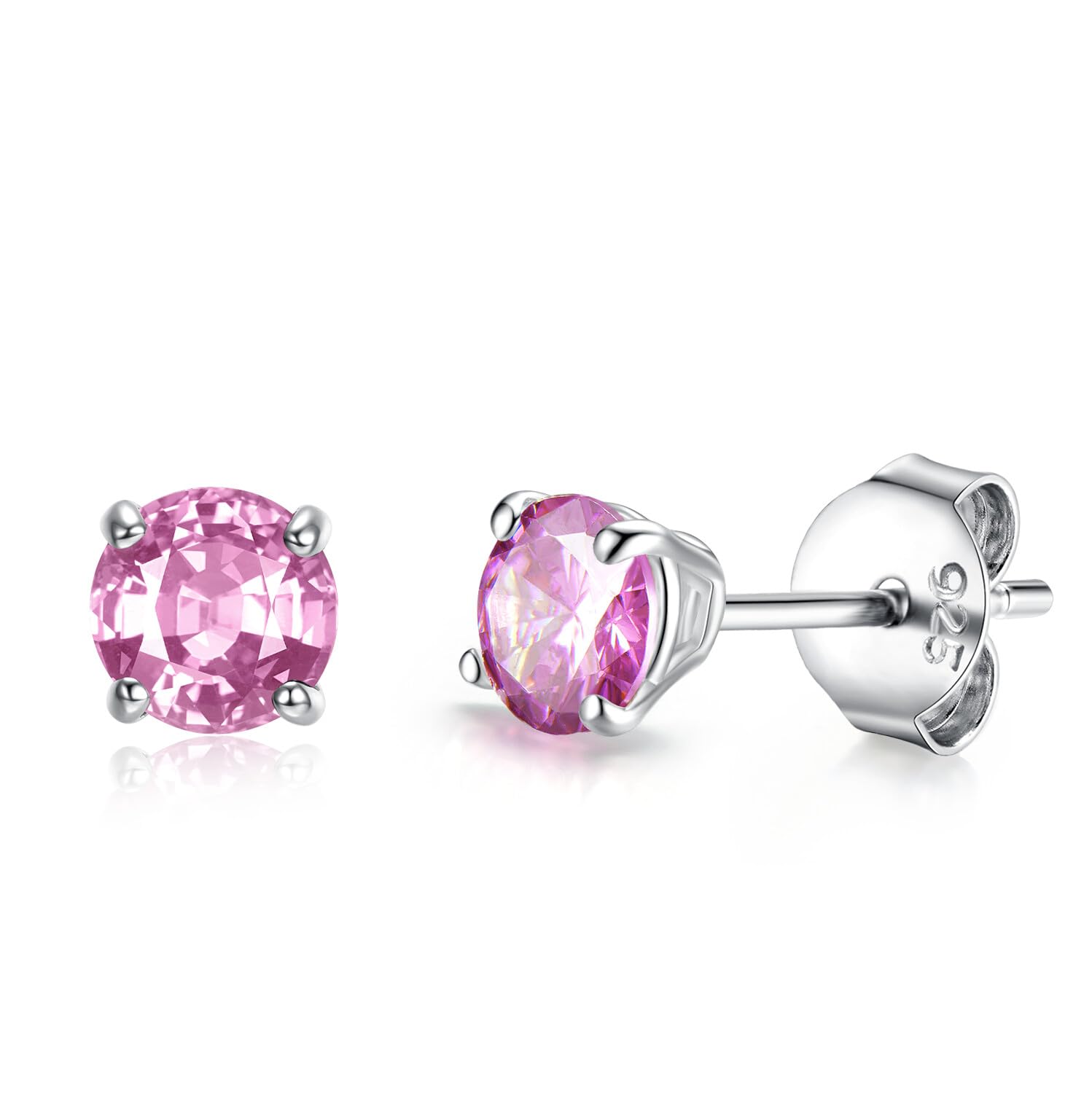 Earrings for Women, S925 Sterling Silver Birthstone Round Studs Earring for Girlfriend Wife, Anniversary Birthday Christmas Valentines Mothers Day