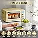 BUYDEEM T103 Countertop Toaster Oven 12QT, No Pre-Heat Needed, 7 Cooking Modes, Retro Mini Toaster Oven with Grill Rack and Baking Tray, Mellow Yellow