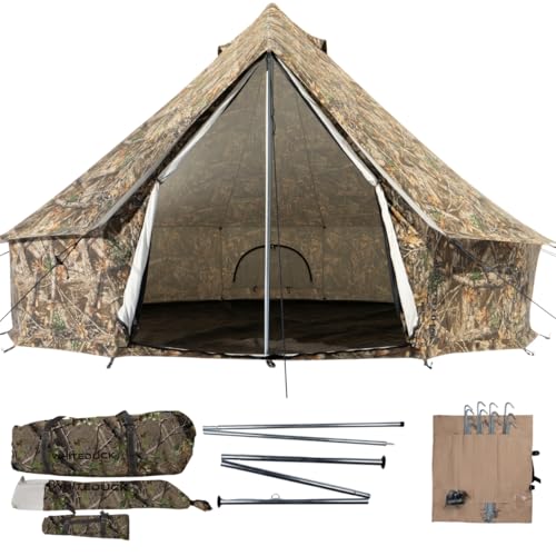 WHITEDUCK Regatta Canvas Bell Tent - w/StoveJack, Waterproof, 4 Season Luxury Camping and Glamping Yurt Tent Outdoor (10' (3M), Water Repellent, Realtree Edge)