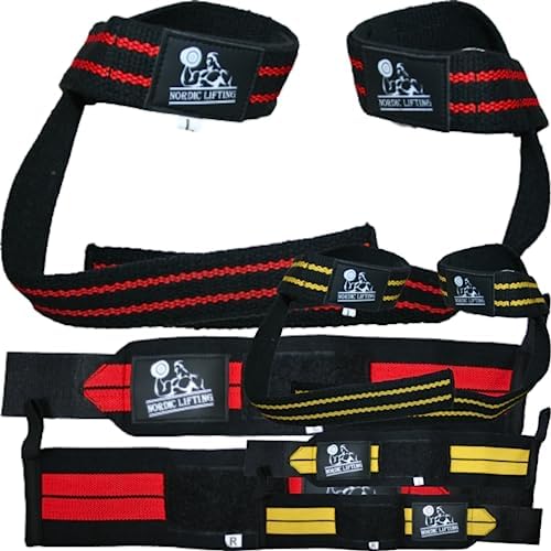 Wrist Wraps & Lifting Straps - Red Bundle with Wrist Wraps 1p - Yellow image 3