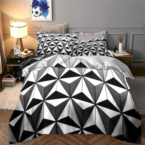 Housse de couette géométrique 3D sans repassage éclair caché double - 6