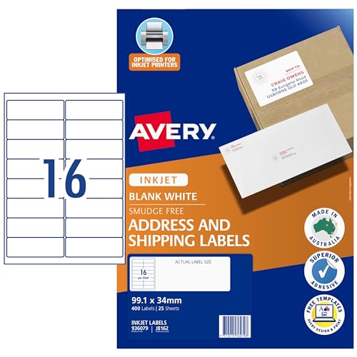 Avery Inkjet Address Labels 99,1 x 34 mm, 400 Labels (936079)