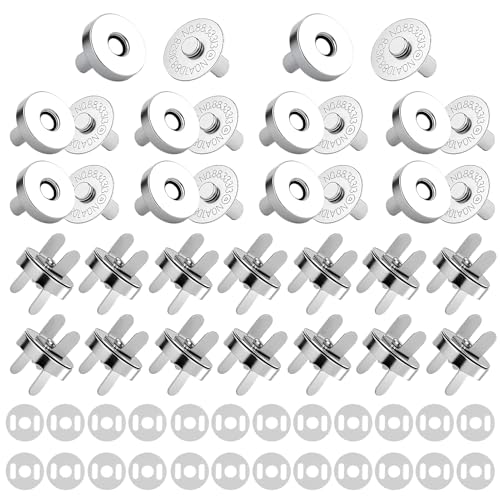 24 Piezas Botones Magnéticos,DIY Cierre Magnético 14 mm, Cierres de Botón Metal Cierre de Botón para monedero, bolsos, mochilas, abrigos, chaquetas