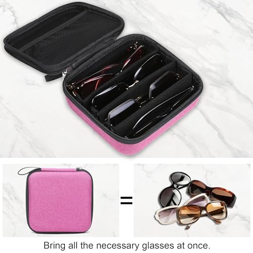 Image of Bukere Travel Sunglasses Organizer Case Adjustable Slot For Multiple Eyeglasses Hard-shell Portable Storage Box for Men Women
